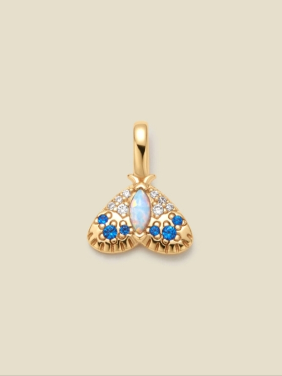 Made By Mary Jewelry - $22 - Gold Butterfly Pendant with CZ and Opal Accents